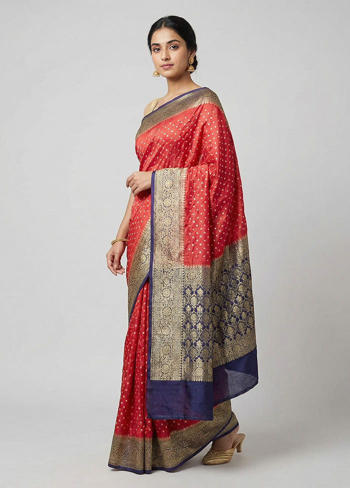 Pink Dupion Silk Saree With Blouse Piece