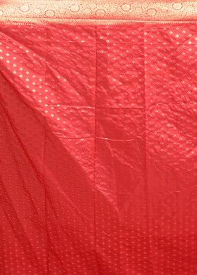 Red Dupion Silk Saree With Blouse Piece