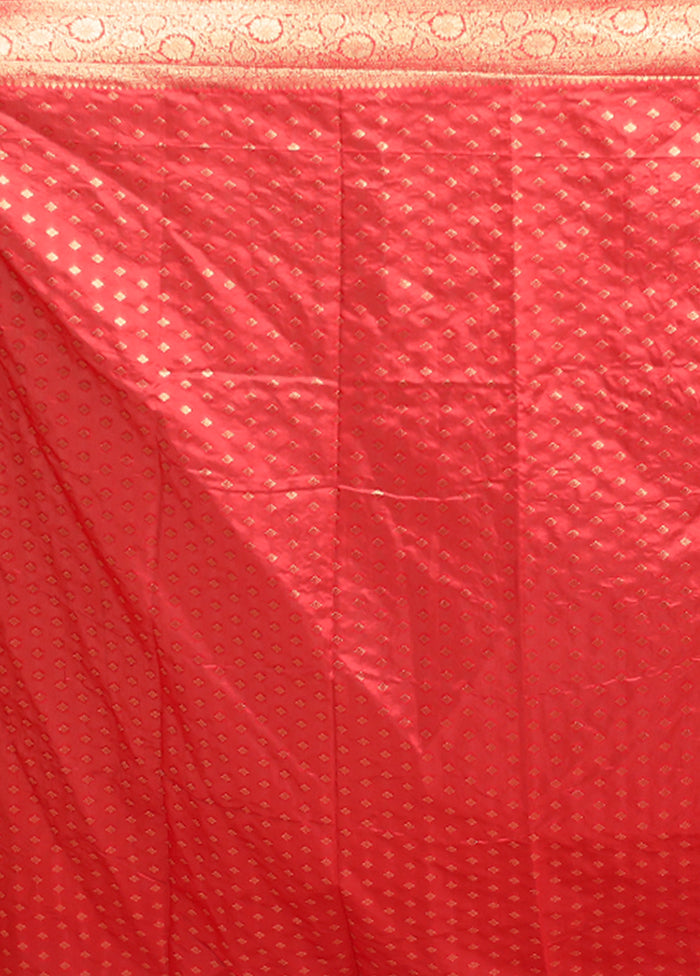 Red Dupion Silk Saree With Blouse Piece