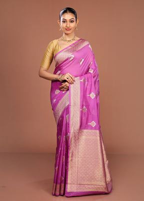 Purple Dupion Silk Saree With Blouse Piece