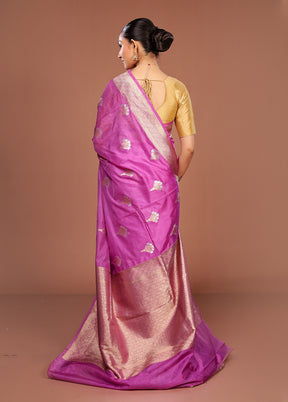Purple Dupion Silk Saree With Blouse Piece