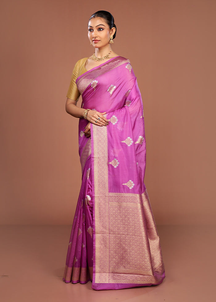 Purple Dupion Silk Saree With Blouse Piece