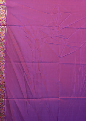 Purple Handloom Jamewar Pure Silk Saree With Blouse Piece