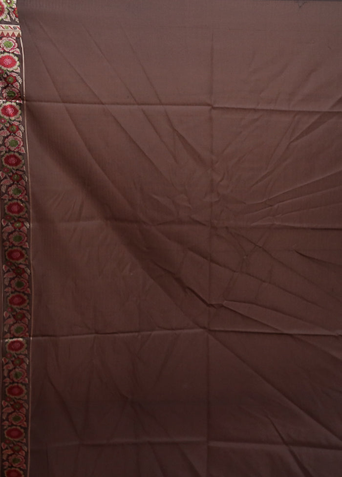 Black Handloom Jamewar Pure Silk Saree With Blouse Piece