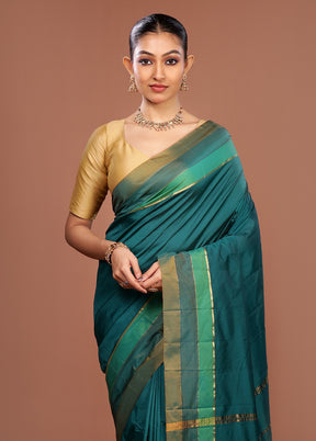 Green Kanjivaram Silk Saree With Blouse Piece