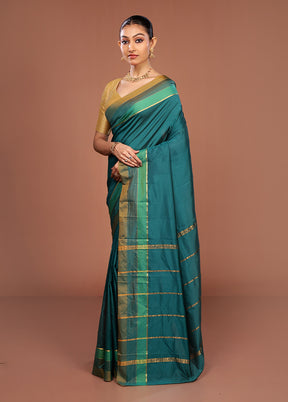 Green Kanjivaram Silk Saree With Blouse Piece