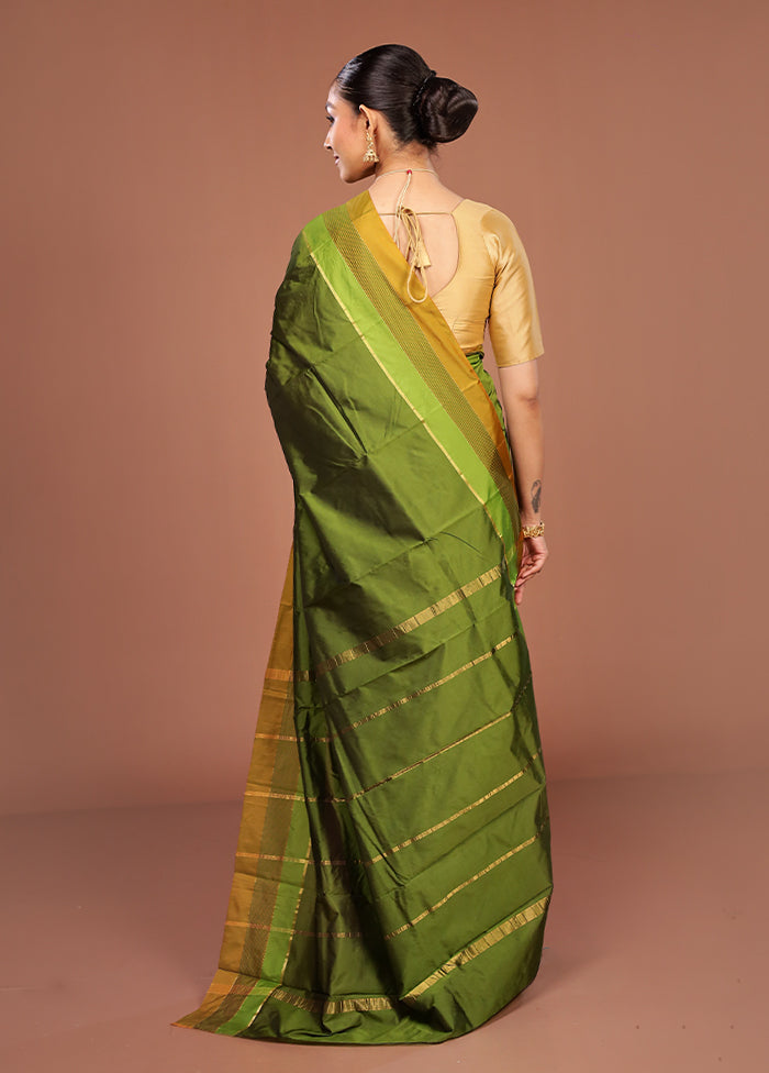 Green Kanjivaram Silk Saree With Blouse Piece