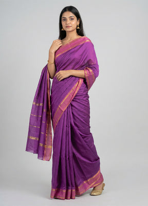 Purple Kanjivaram Silk Saree With Blouse Piece