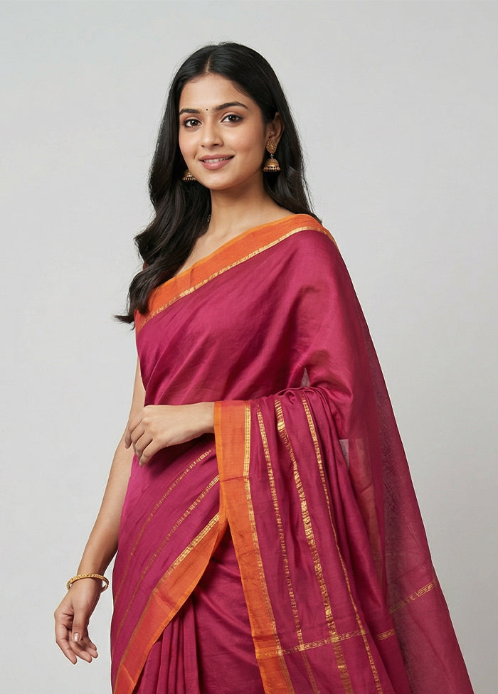 Maroon Kanjivaram Silk Saree With Blouse Piece