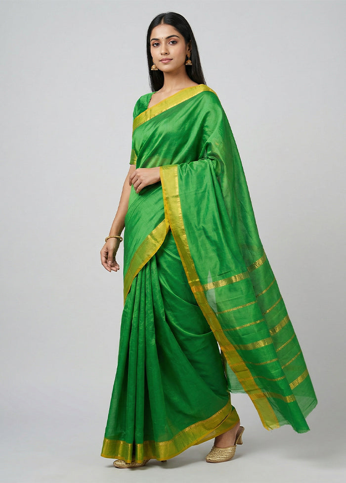 Green Kanjivaram Silk Saree With Blouse Piece