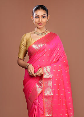 Pink Dupion Silk Saree With Blouse Piece