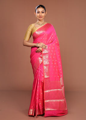 Pink Dupion Silk Saree With Blouse Piece