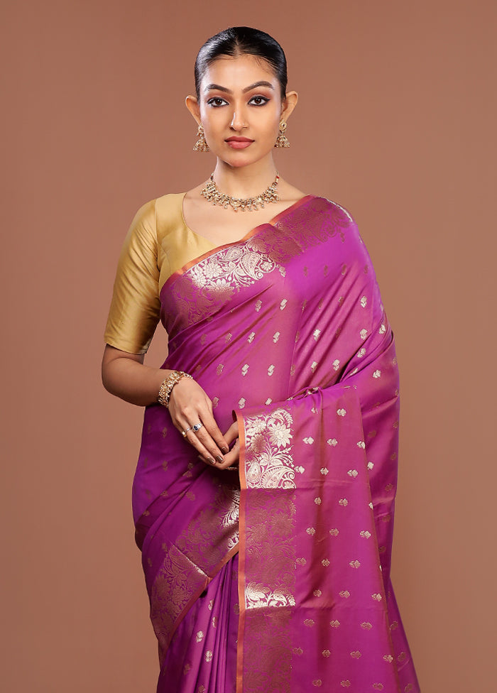 Purple Dupion Silk Saree With Blouse Piece