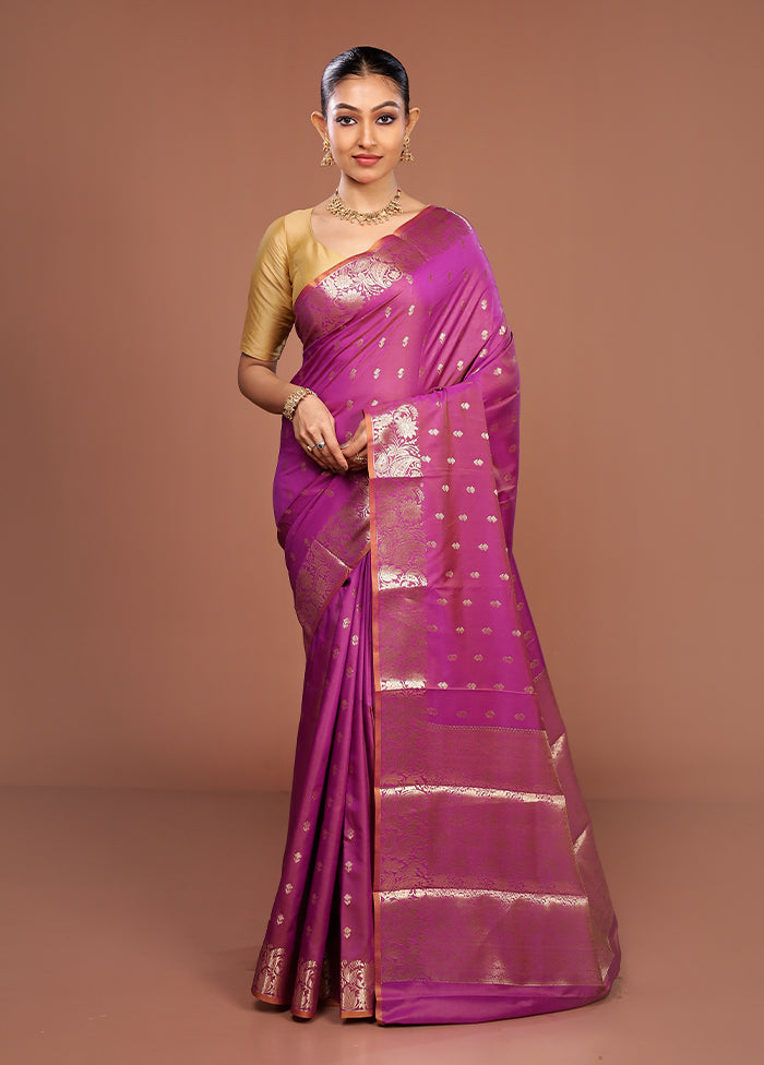 Purple Dupion Silk Saree With Blouse Piece
