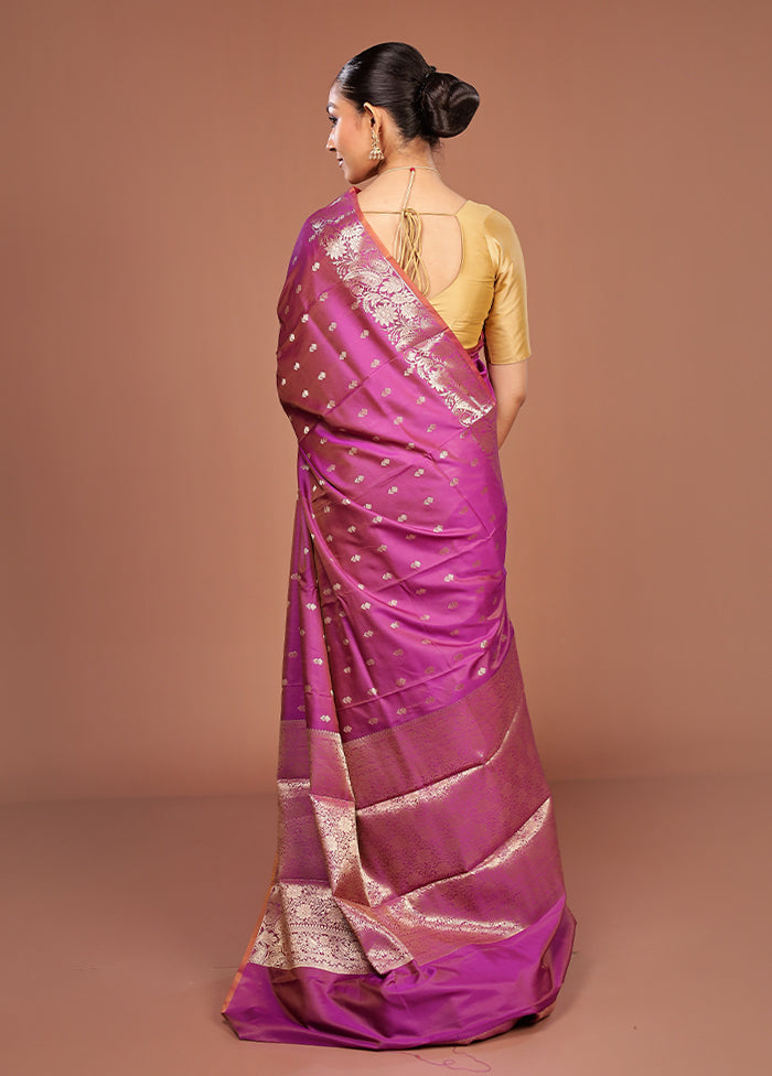 Purple Dupion Silk Saree With Blouse Piece