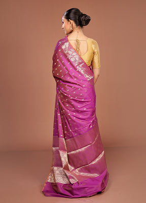 Purple Dupion Silk Saree With Blouse Piece