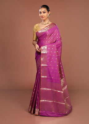 Purple Dupion Silk Saree With Blouse Piece