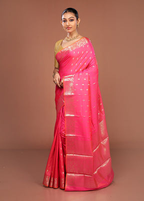 Pink Dupion Silk Saree With Blouse Piece