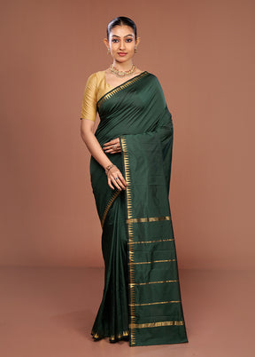 Green Kanjivaram Silk Saree With Blouse Piece