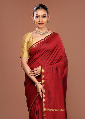 Maroon Kanjivaram Silk Saree With Blouse Piece