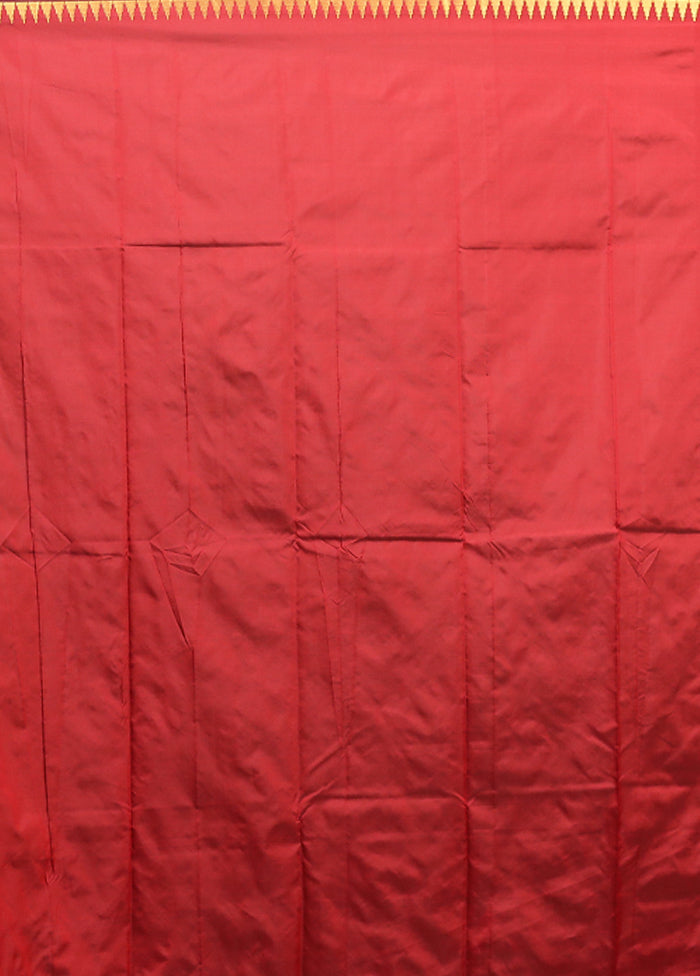 Maroon Kanjivaram Silk Saree With Blouse Piece