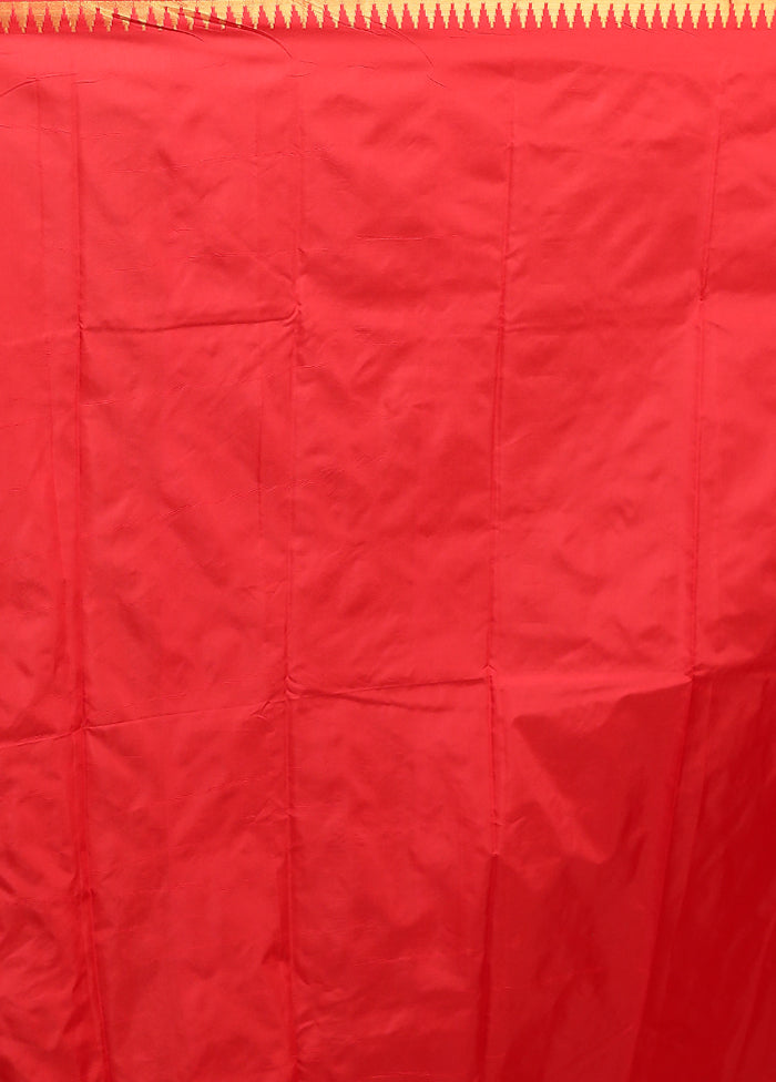 Red Kanjivaram Silk Saree With Blouse Piece