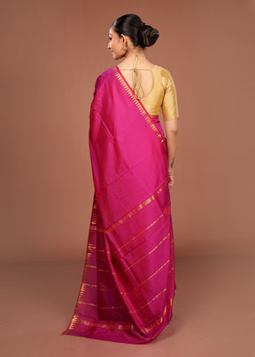 Pink Kanjivaram Silk Saree With Blouse Piece