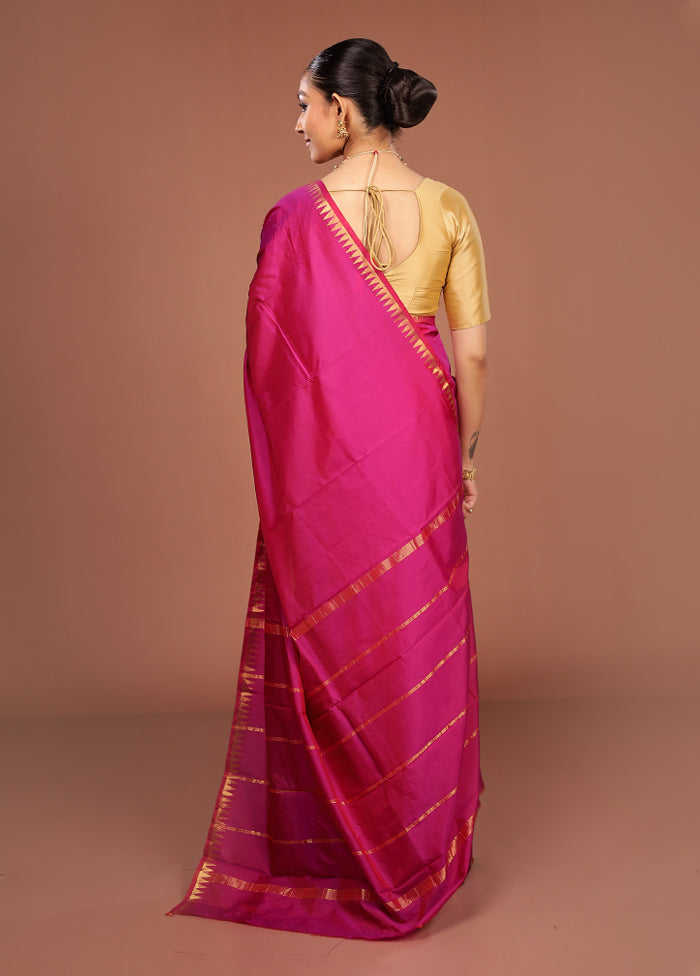 Pink Kanjivaram Silk Saree With Blouse Piece