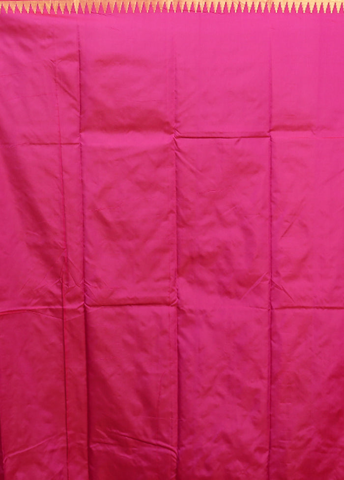 Pink Kanjivaram Silk Saree With Blouse Piece