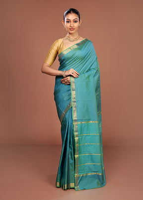 Green Kanjivaram Silk Saree With Blouse Piece
