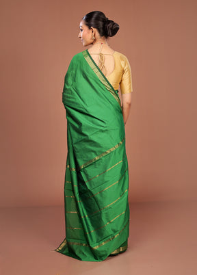 Green Kanjivaram Silk Saree With Blouse Piece