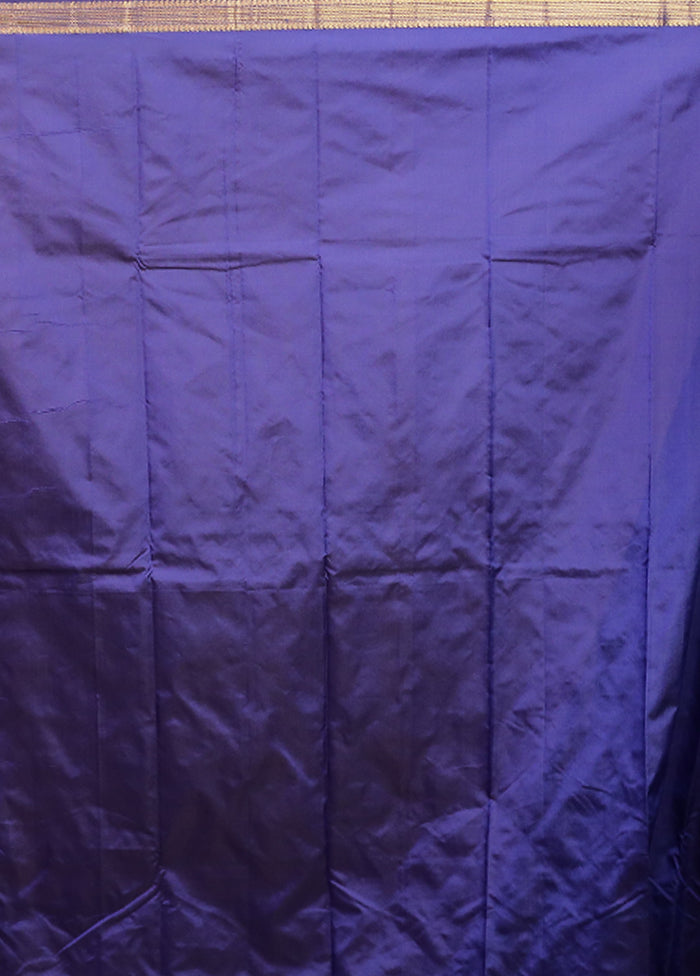 Blue Kanjivaram Silk Saree With Blouse Piece
