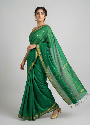 Green Kanjivaram Silk Saree With Blouse Piece