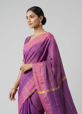 Purple Kanjivaram Silk Saree With Blouse Piece