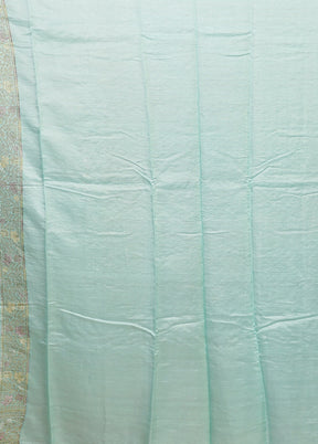 Blue Handloom Pure Georgette Saree With Blouse Piece