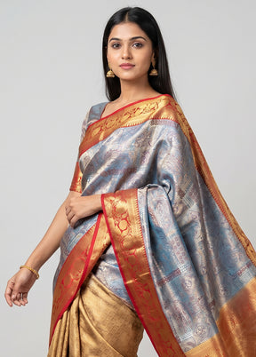 Green Handloom Kanchipuram Pure Silk Saree With Blouse Piece