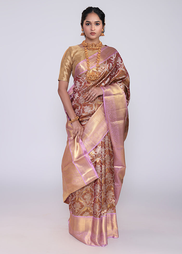 Golden Handloom Kanchipuram Pure Silk Saree With Blouse Piece