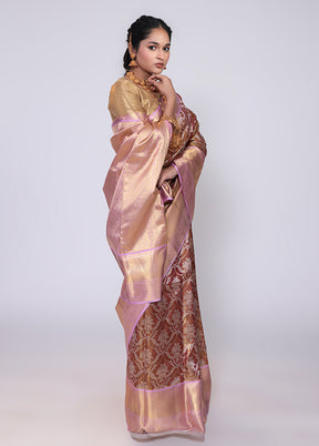 Golden Handloom Kanchipuram Pure Silk Saree With Blouse Piece