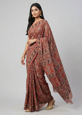 Pink Chanderi Cotton Saree With Blouse Piece