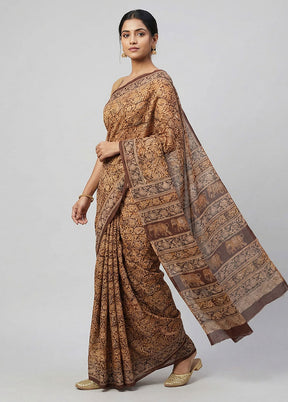 Maroon Chanderi Cotton Saree With Blouse Piece