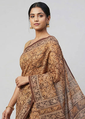 Maroon Chanderi Cotton Saree With Blouse Piece