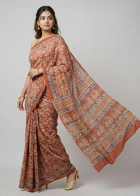 Maroon Chanderi Cotton Saree With Blouse Piece