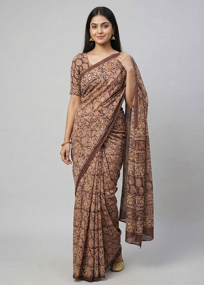 Maroon Chanderi Cotton Saree With Blouse Piece