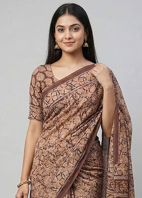 Maroon Chanderi Cotton Saree With Blouse Piece
