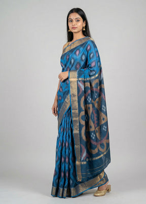 Multicolor Pure Cotton Saree With Blouse Piece