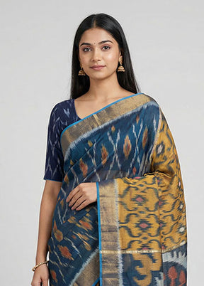 Multicolor Pure Cotton Saree With Blouse Piece