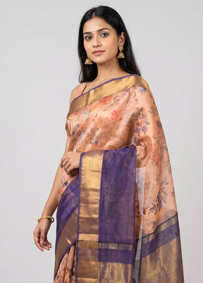 Pink Tissue Silk Saree With Blouse Piece