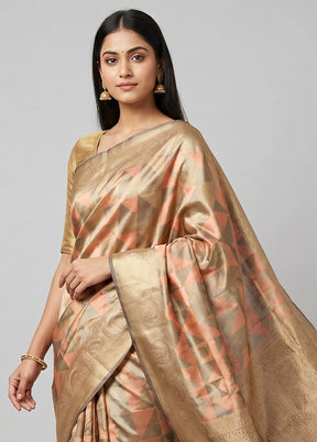 Yellow Tissue Silk Saree With Blouse Piece