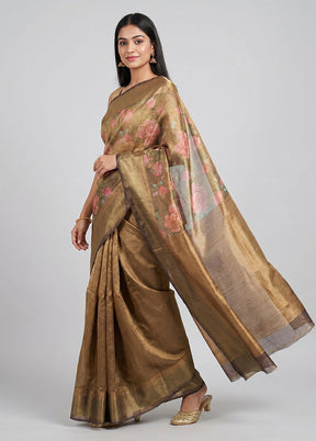 Green Tissue Silk Saree With Blouse Piece