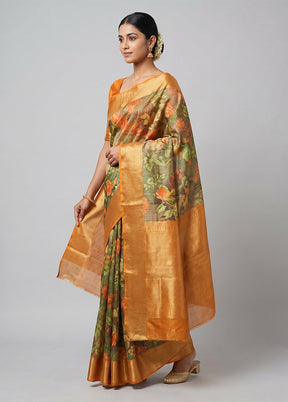 Multicolor Tissue Silk Saree With Blouse Piece